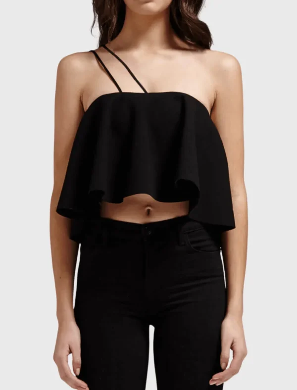 Crepe Rouleaux Flare Cropped Top