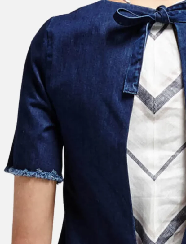 Denim Asymmetric Tie Back Top