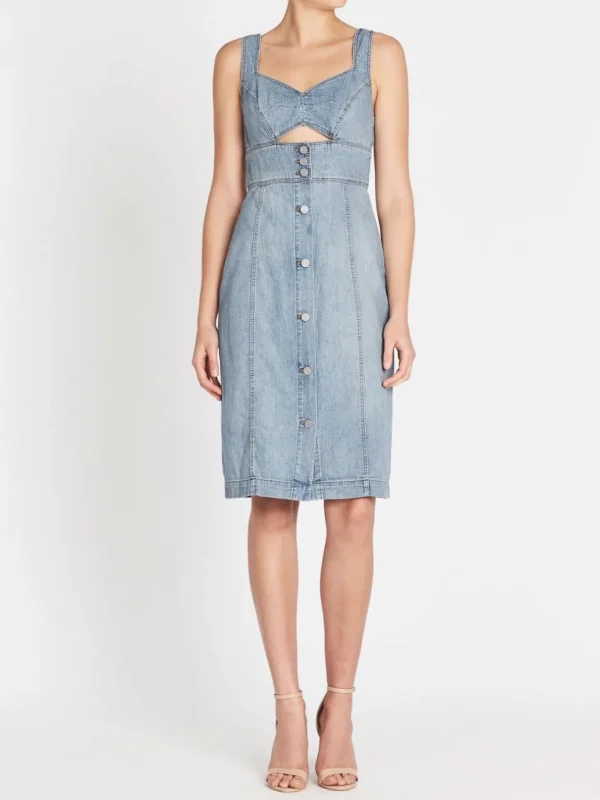 Drapey Denim Cut-Out Dress