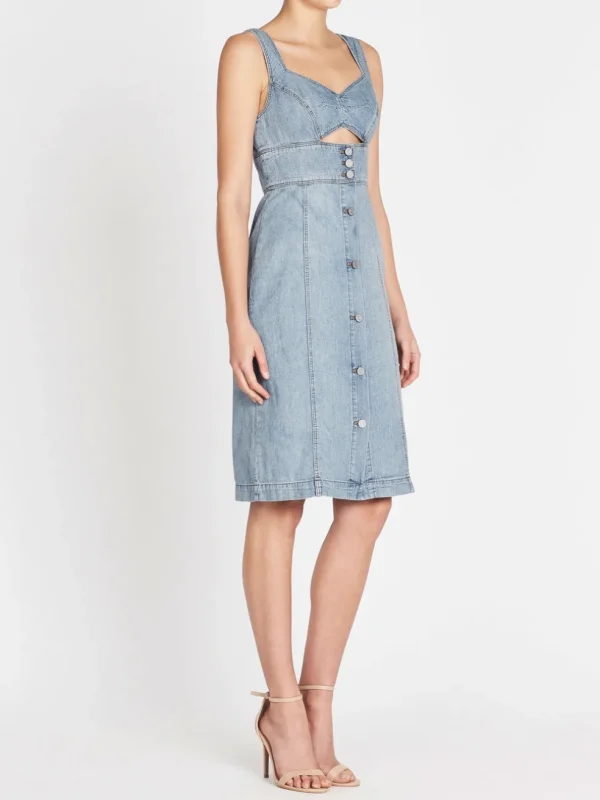 Drapey Denim Cut-Out Dress