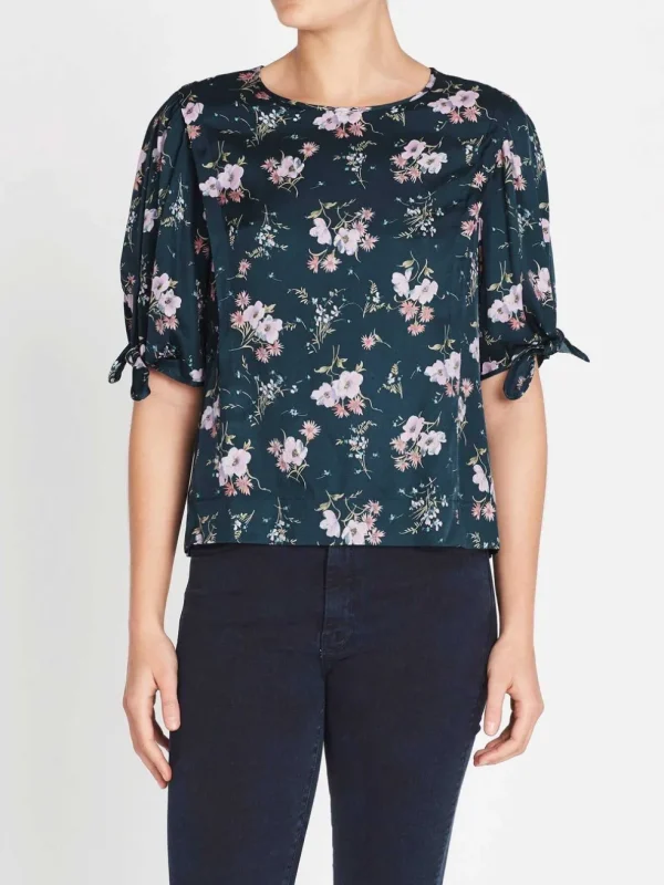 Emilia Print Silk Twill Tie Top