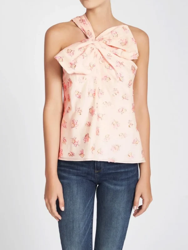 Floral Jacquard Bow Top