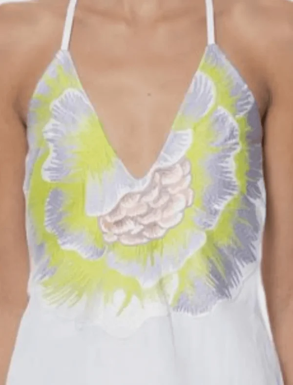 Flower Embroidered V Neck Dress