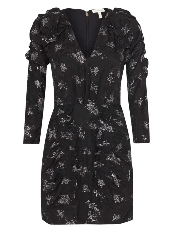 Glitter Print Silk Jacquard Dress