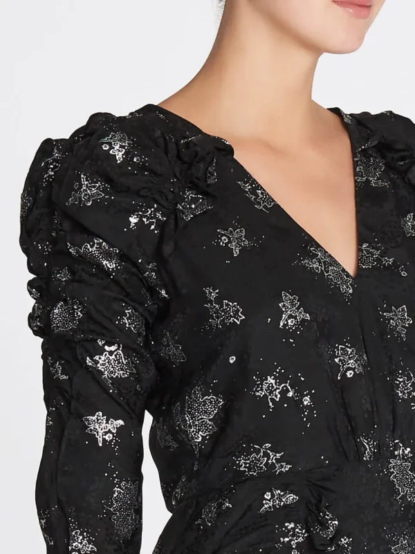 Glitter Print Silk Jacquard Dress