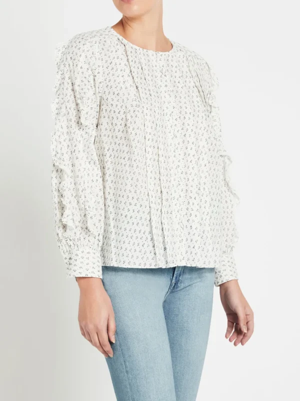 Ikat Leaf Ruffle Blouse