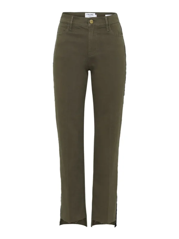 Le High Straight Raw Stagger Tuxedo Tape Jean