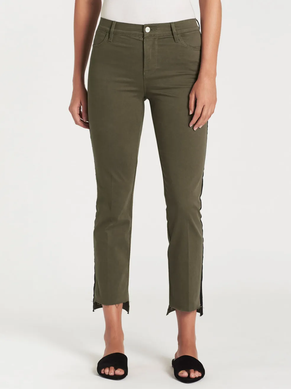 Le High Straight Raw Stagger Tuxedo Tape Jean