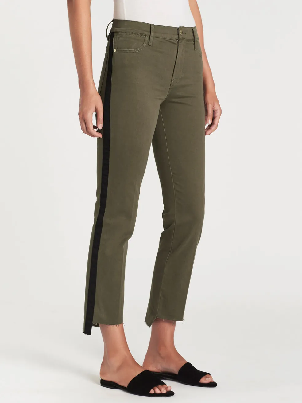 Le High Straight Raw Stagger Tuxedo Tape Jean