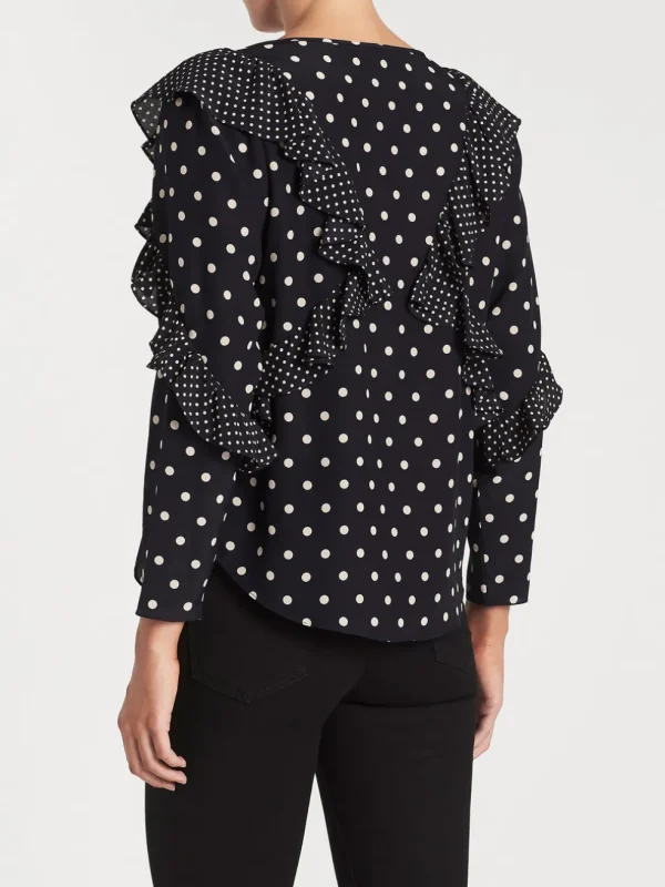 Long Sleeve Dot Ruffle Top