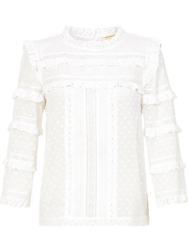 Long Sleeve Moon Dot Embroidered Top