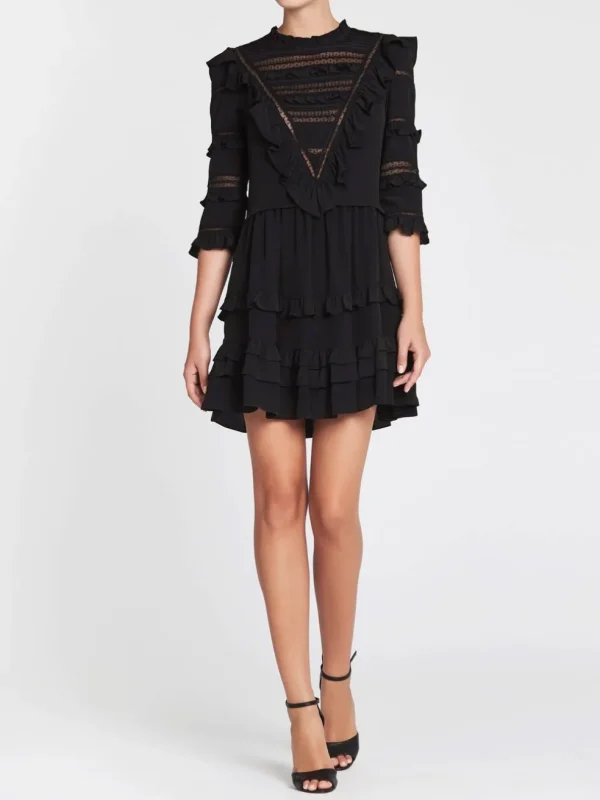 Long Sleeved Silk And Lace Dress