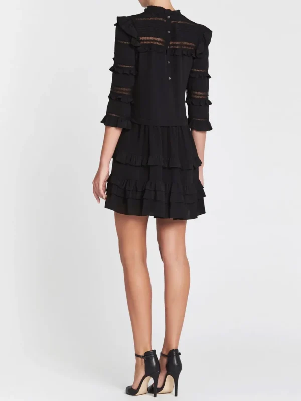 Long Sleeved Silk And Lace Dress