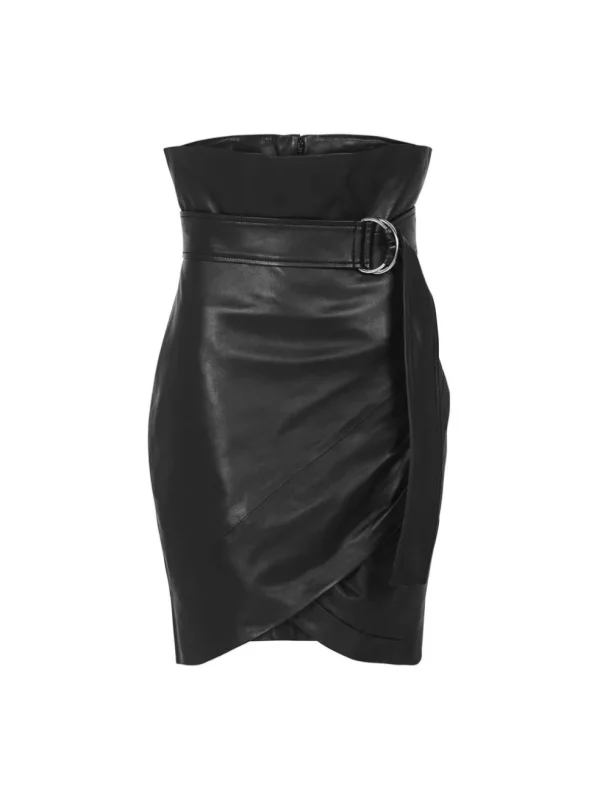 Magma High Waisted Leather Mini Skirt