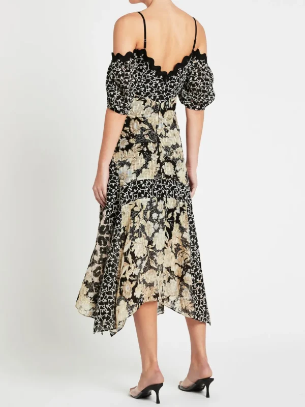 Mixed Print Off Shoulder Dress