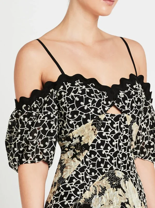 Mixed Print Off Shoulder Dress