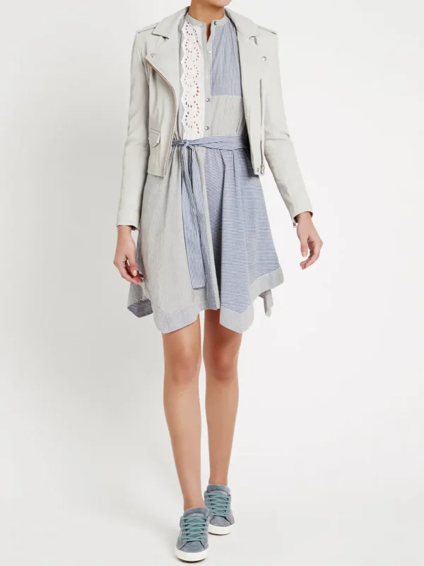 Mixed Stripe And Eyelet Dress