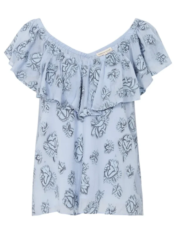 Short Sleeve Rose Metallic Clip Top