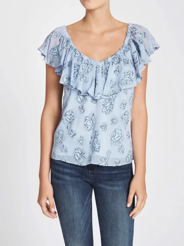 Short Sleeve Rose Metallic Clip Top