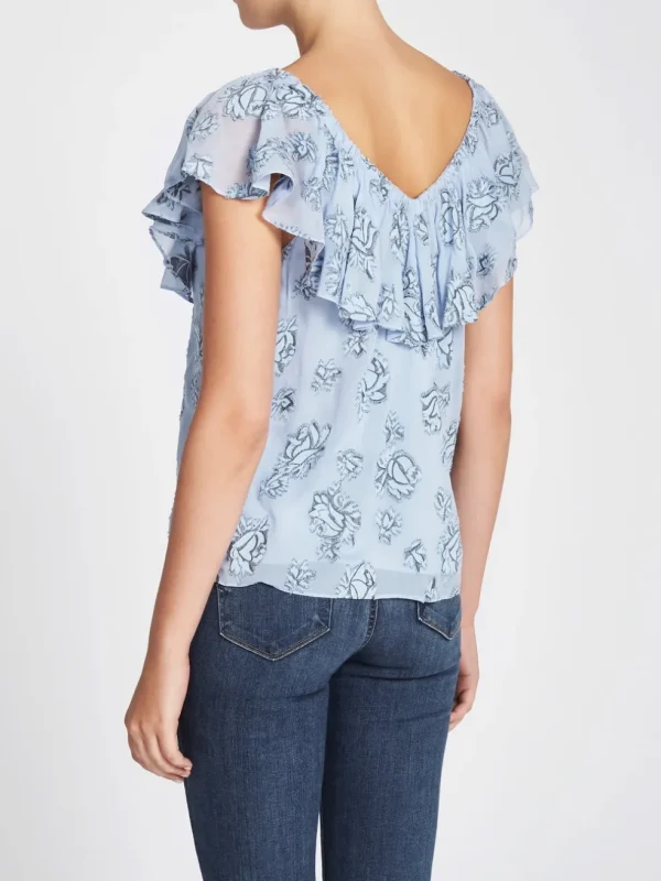 Short Sleeve Rose Metallic Clip Top