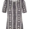 Short Sleeved Snake Print Pullover