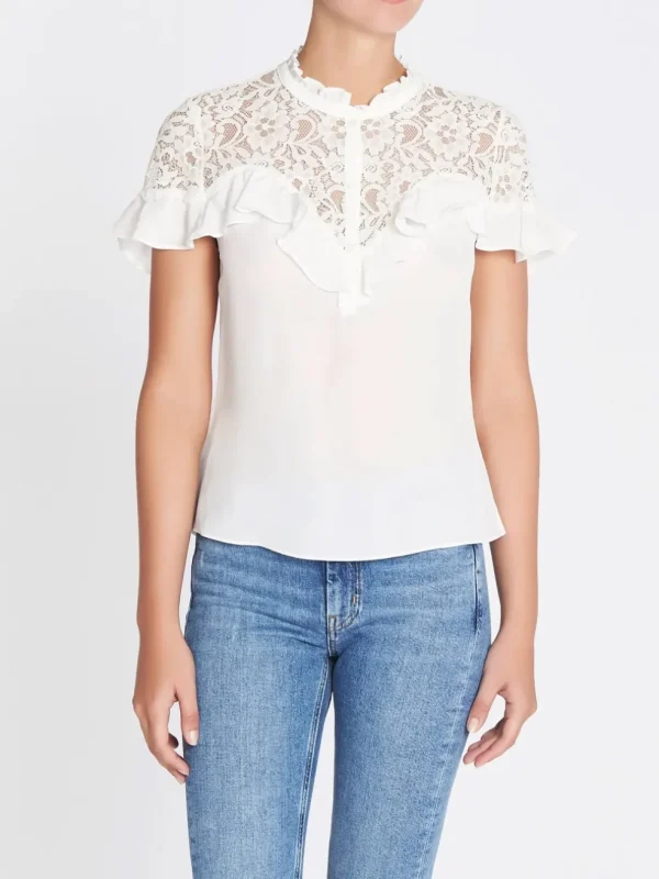 Silk & Lace Ruffle Top