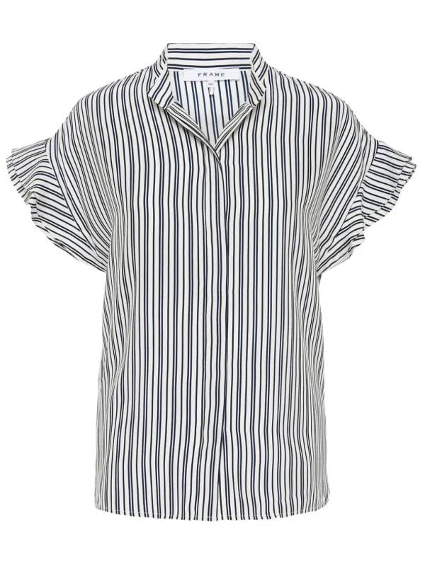 Silk Flounce Short Sleeve Blouse