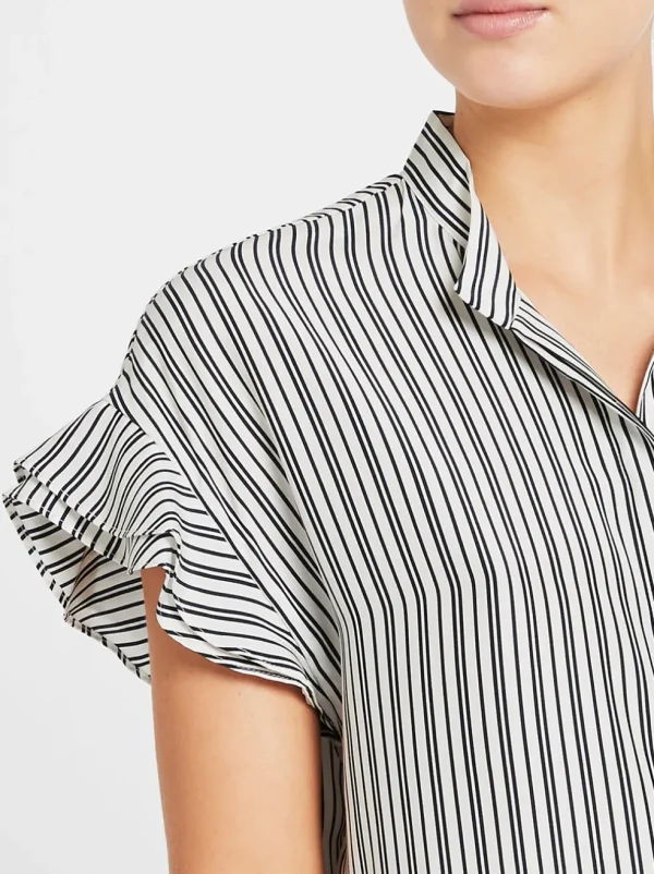 Silk Flounce Short Sleeve Blouse