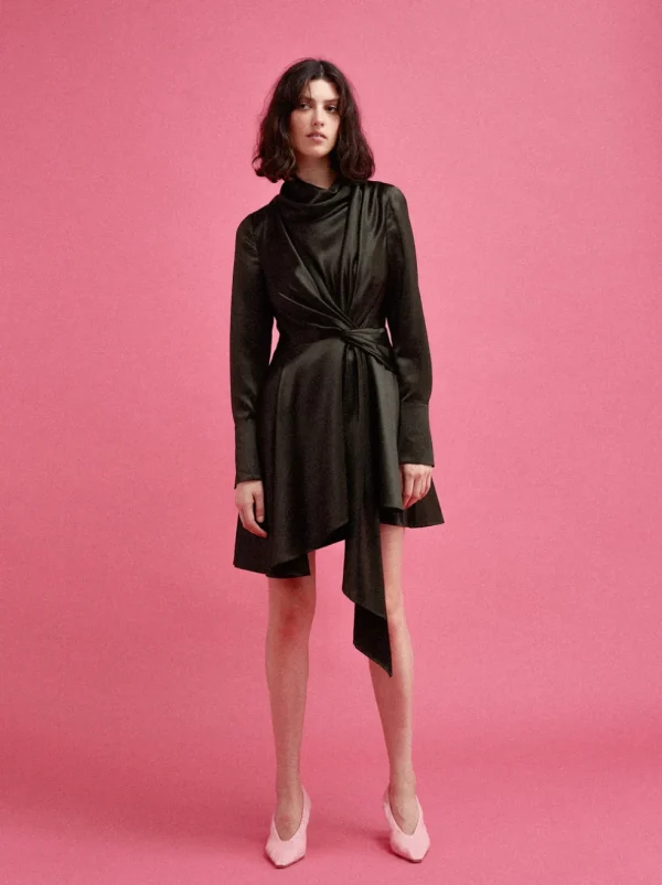 Simmons Satin Long Sleeve Dress