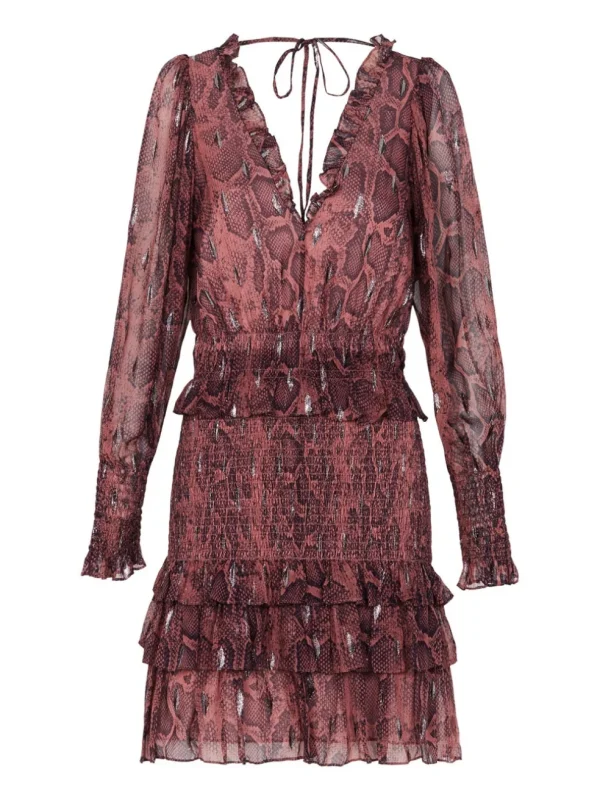 Snake Print Smocked Clip Dress