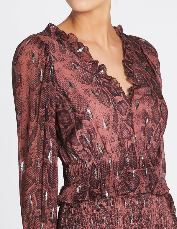 Snake Print Smocked Clip Dress