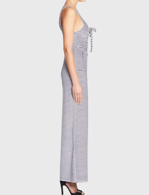 Stripe Lace Up Front Jumpsuit