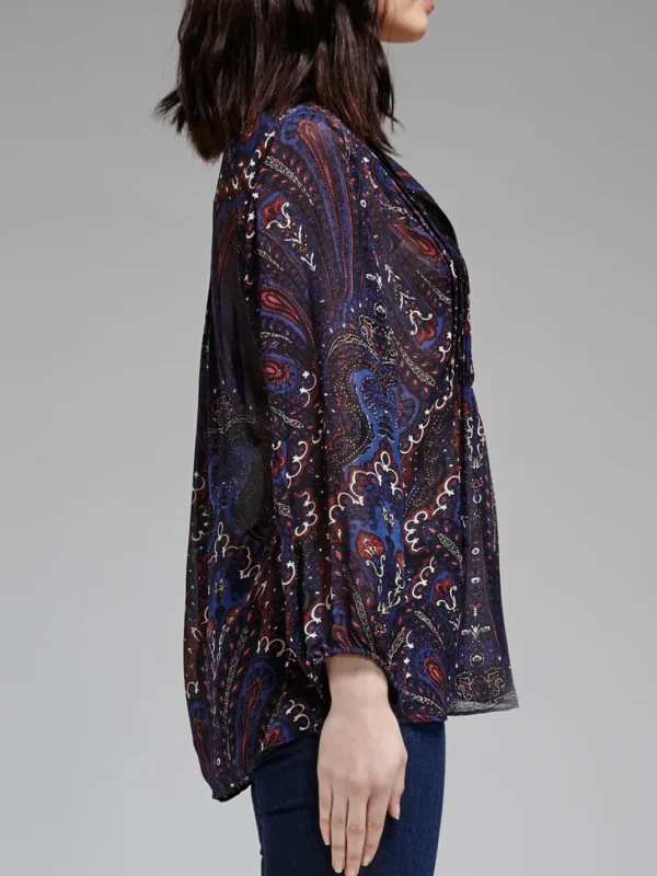Vandrea Paisley Print Sheer Blouse