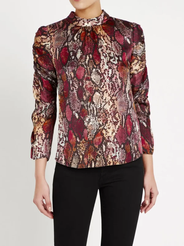Watercolor Snake Hammered Silk Top