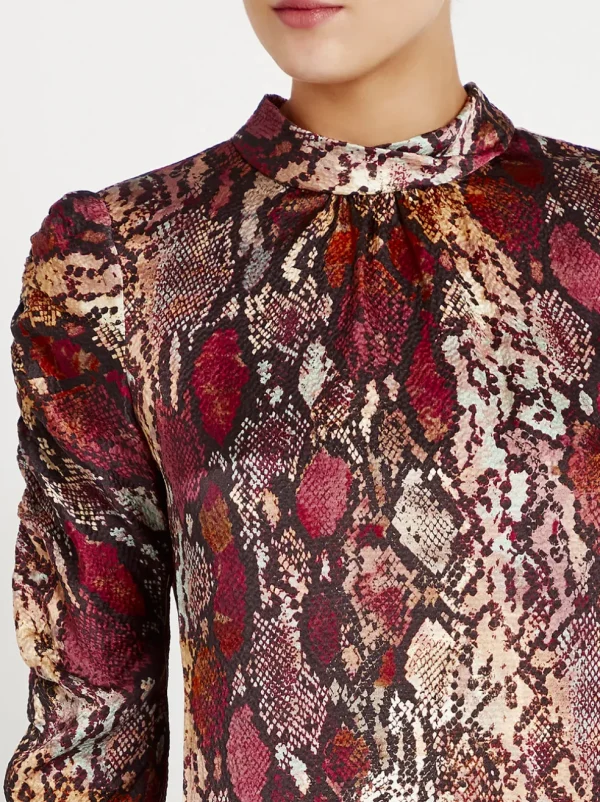 Watercolor Snake Hammered Silk Top